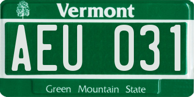 VT license plate AEU031