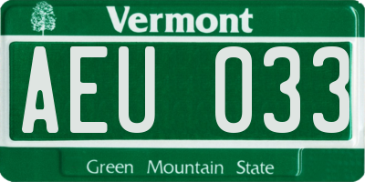 VT license plate AEU033