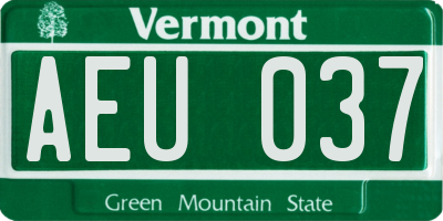 VT license plate AEU037