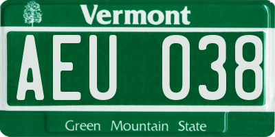 VT license plate AEU038