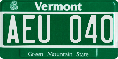 VT license plate AEU040