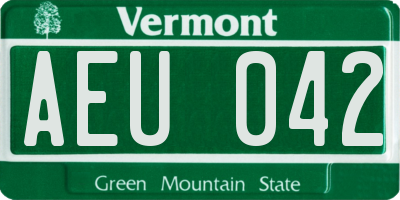 VT license plate AEU042