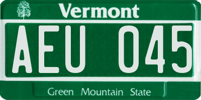 VT license plate AEU045