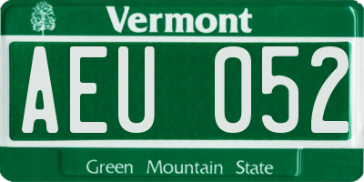 VT license plate AEU052