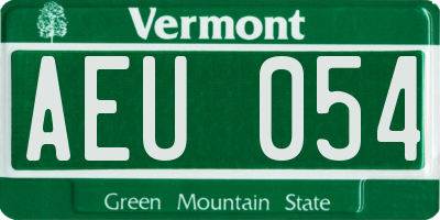 VT license plate AEU054