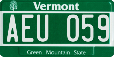 VT license plate AEU059