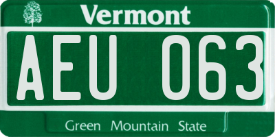 VT license plate AEU063