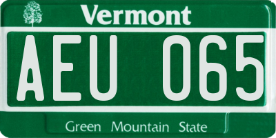 VT license plate AEU065
