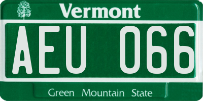 VT license plate AEU066