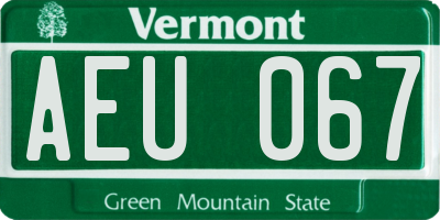 VT license plate AEU067