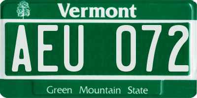 VT license plate AEU072