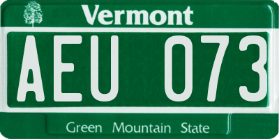 VT license plate AEU073