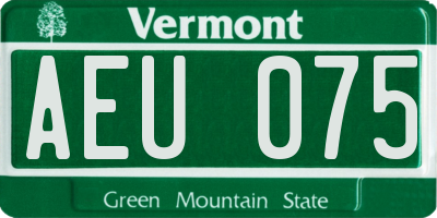 VT license plate AEU075