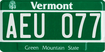 VT license plate AEU077