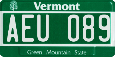 VT license plate AEU089