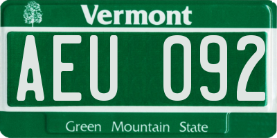 VT license plate AEU092
