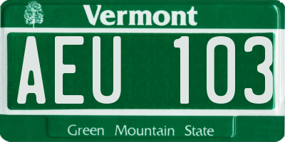 VT license plate AEU103