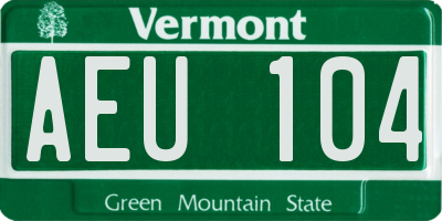 VT license plate AEU104