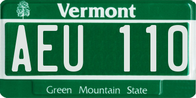 VT license plate AEU110