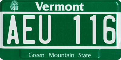 VT license plate AEU116