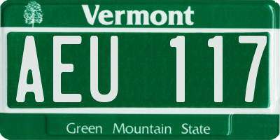 VT license plate AEU117
