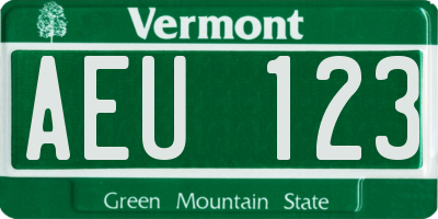 VT license plate AEU123