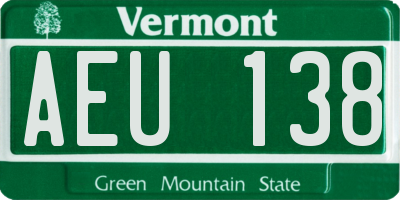 VT license plate AEU138