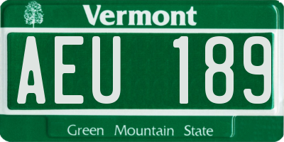 VT license plate AEU189