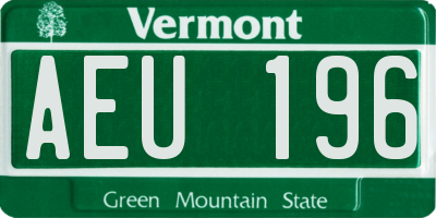 VT license plate AEU196