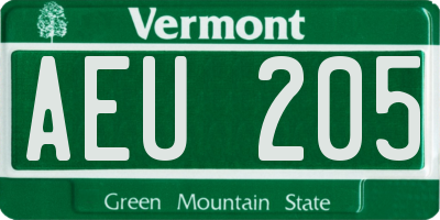 VT license plate AEU205