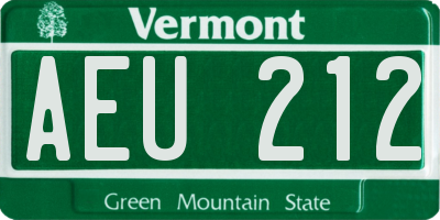 VT license plate AEU212