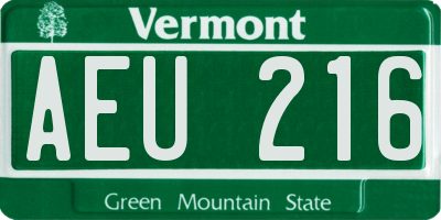 VT license plate AEU216