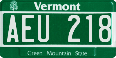VT license plate AEU218