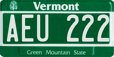 VT license plate AEU222