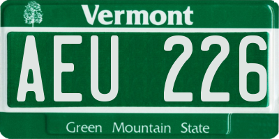VT license plate AEU226