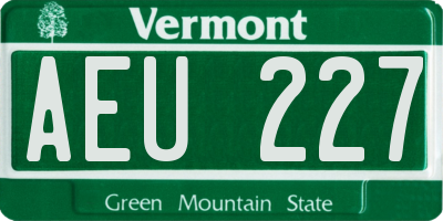 VT license plate AEU227