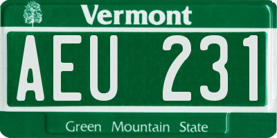 VT license plate AEU231