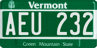 VT license plate AEU232