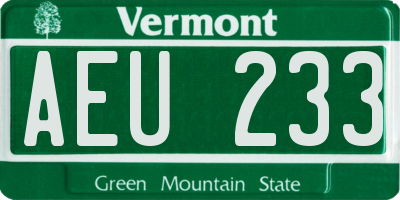 VT license plate AEU233