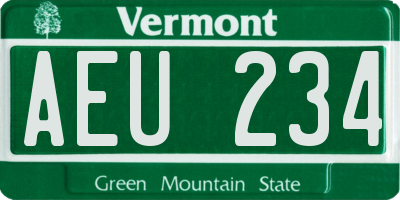 VT license plate AEU234