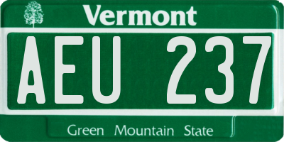 VT license plate AEU237