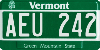 VT license plate AEU242