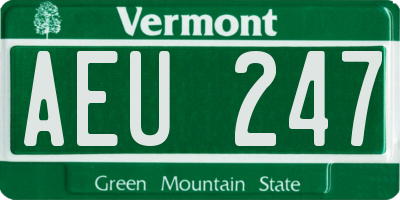 VT license plate AEU247
