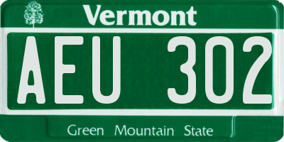 VT license plate AEU302