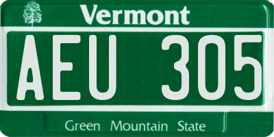 VT license plate AEU305