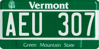 VT license plate AEU307