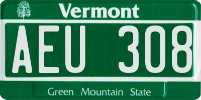 VT license plate AEU308