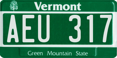 VT license plate AEU317