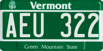 VT license plate AEU322