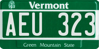 VT license plate AEU323